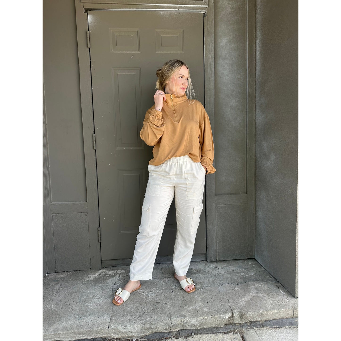 Butter Quarter Zip in Camel