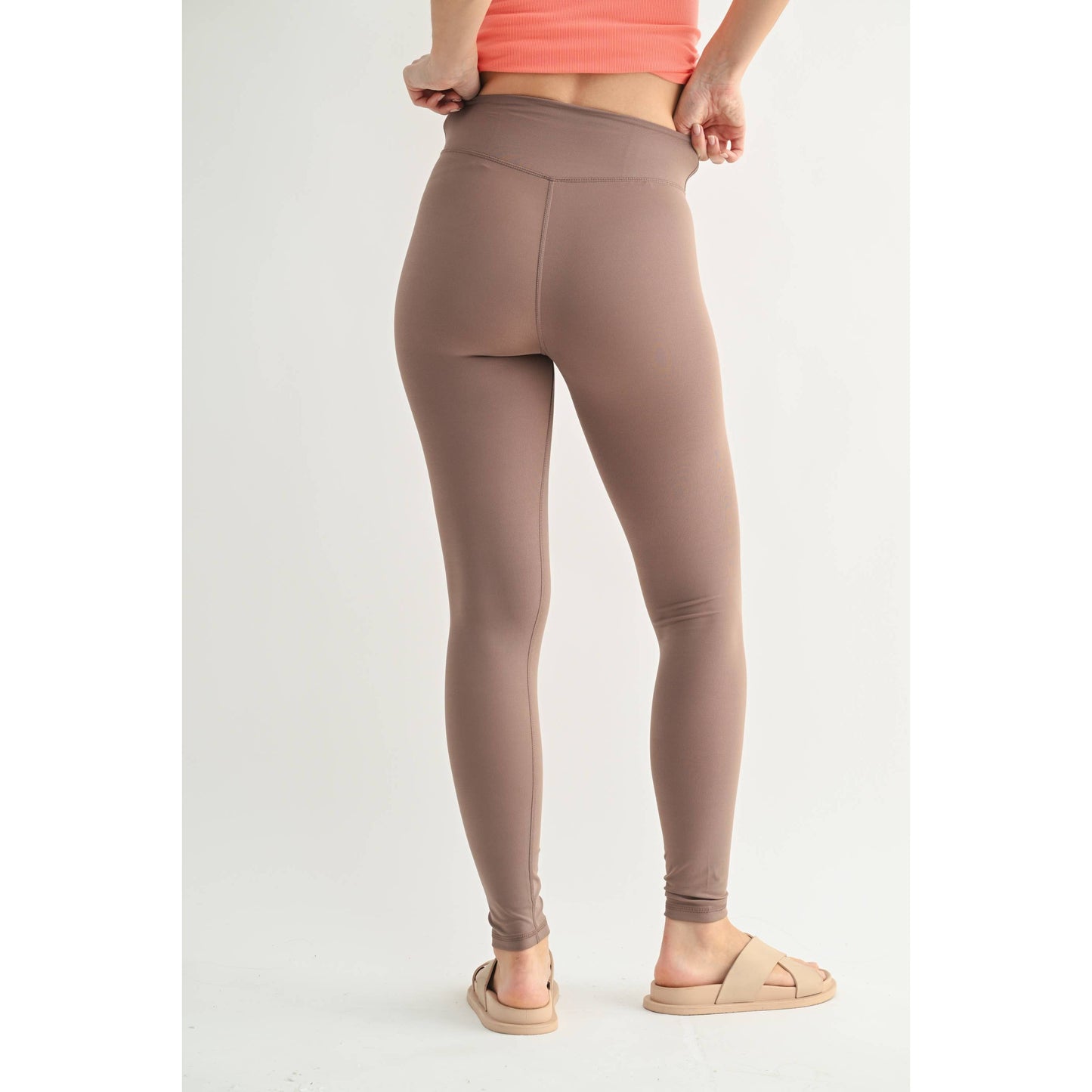 Crossover Waist Leggings: TAUPE