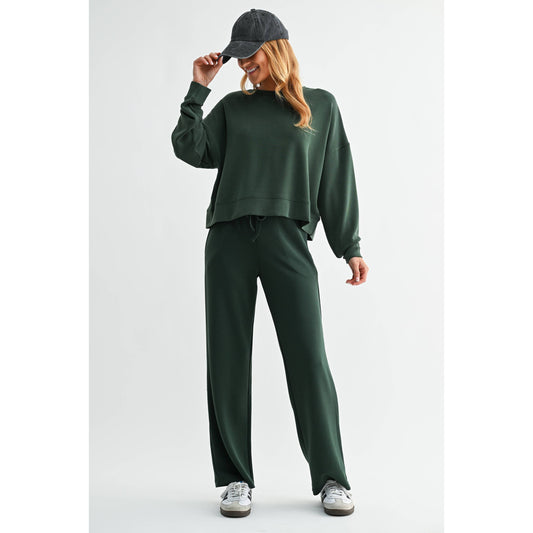Malibu Dropped Shoulder Sweatshirt- FOREST GREEN