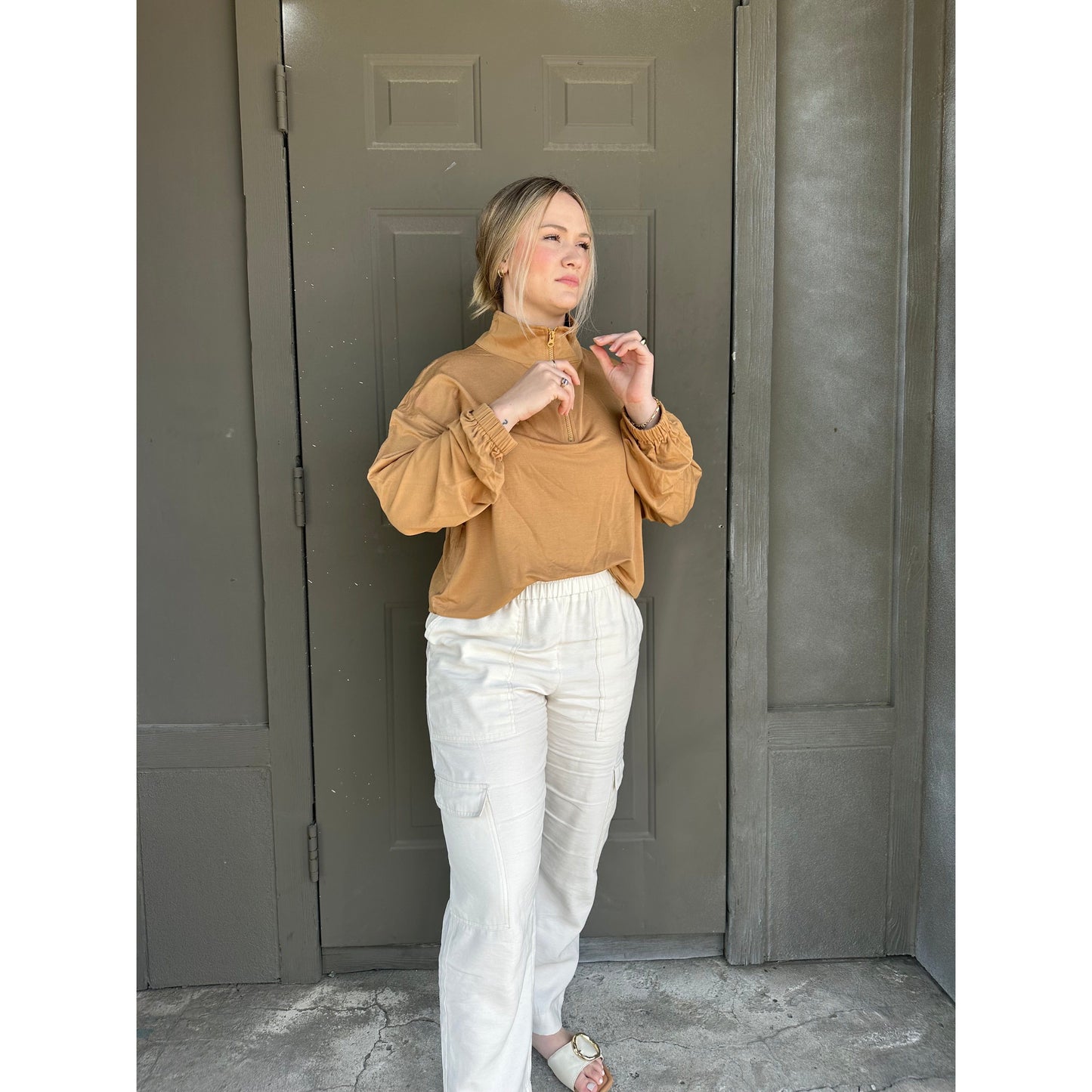 Butter Quarter Zip in Camel