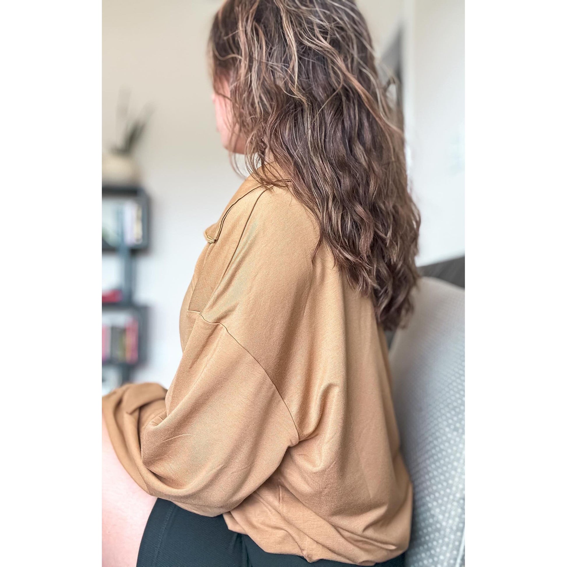 Bamboo Quarter Zip in Camel - Elevated Basics