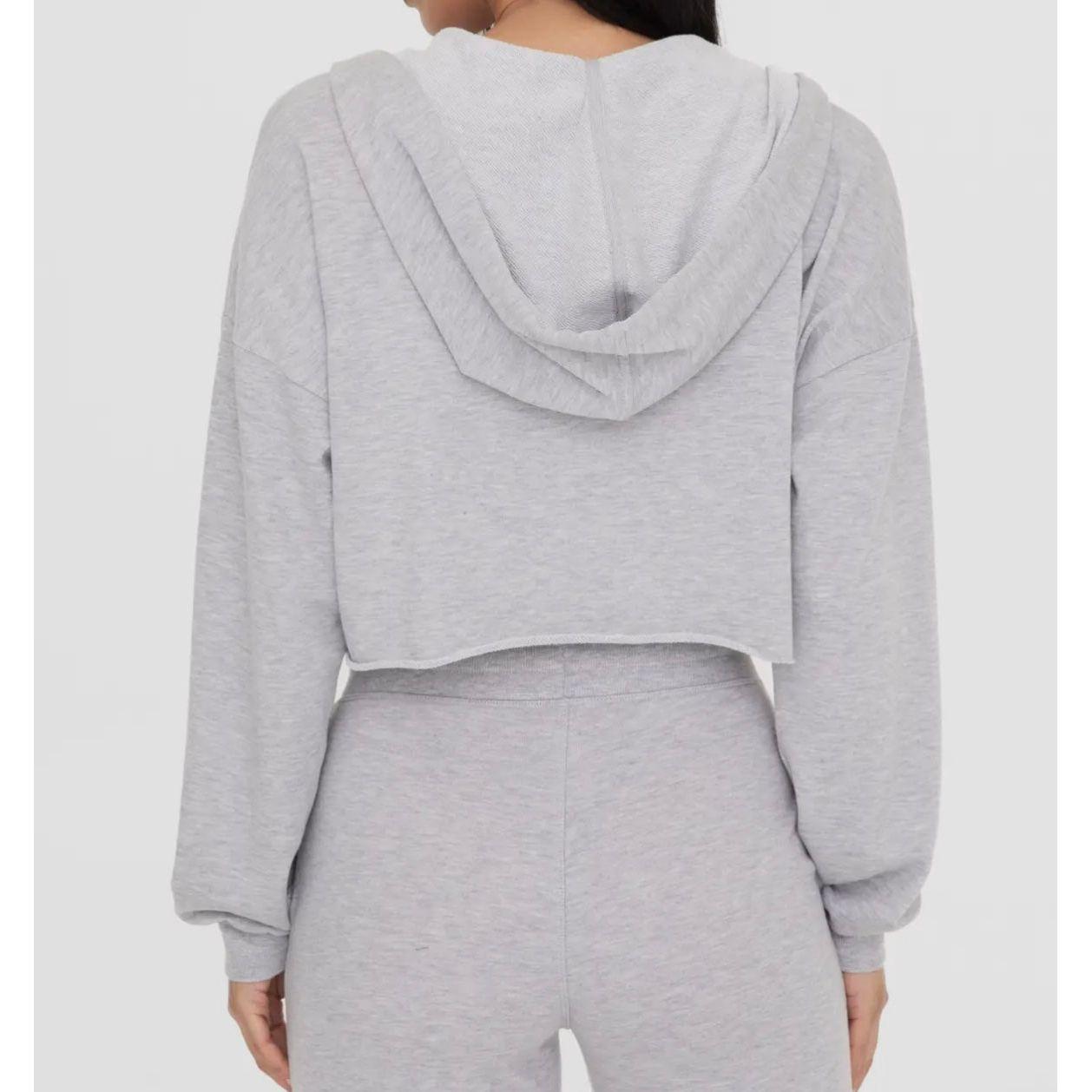 Lightweight Crop Zip-Up Hoodie - Heather Gray