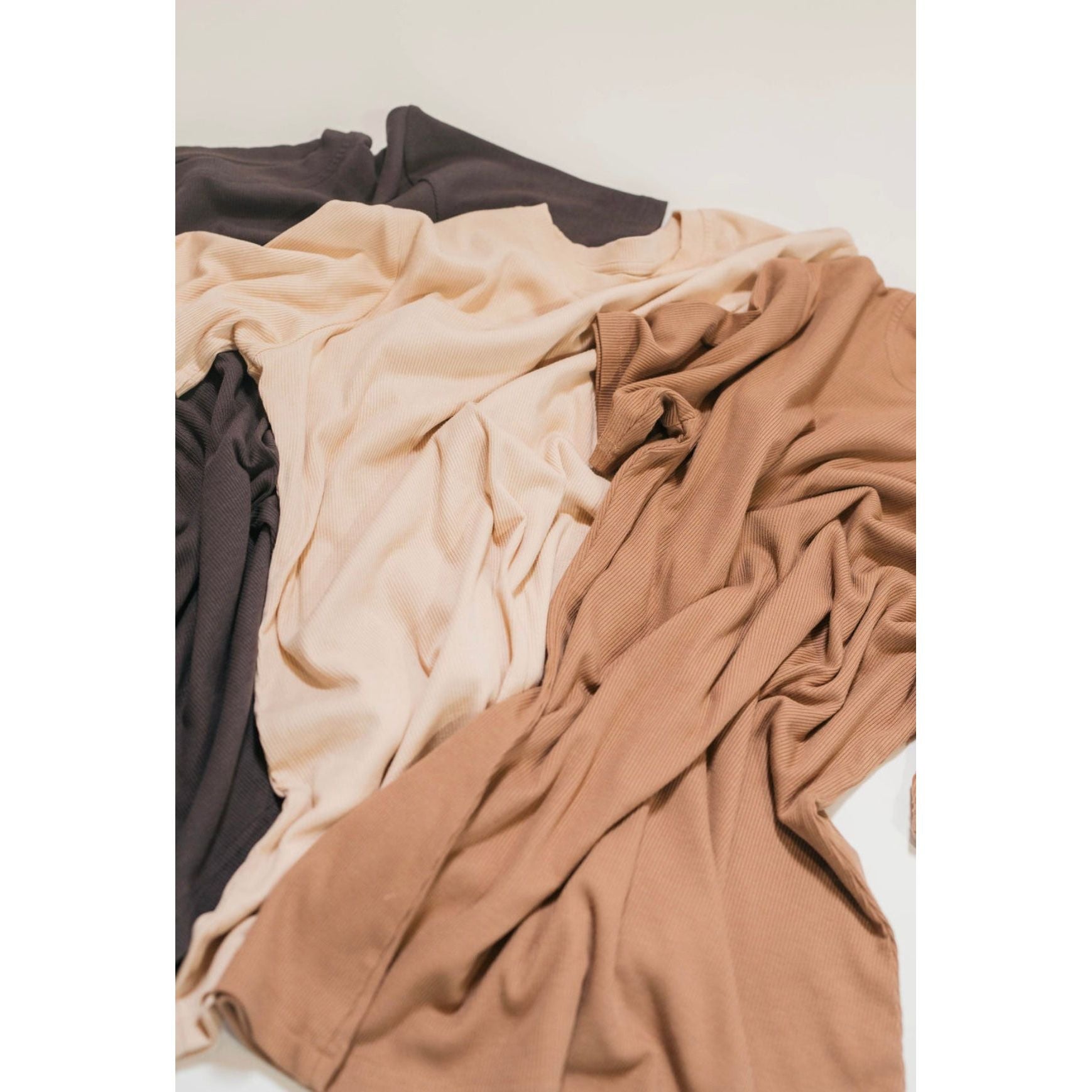 Ribbed Bamboo Everyday Essentials Tee in  - Bone ( PRESALE Ships in about 2-3 weeks) - Nighty Nites Co