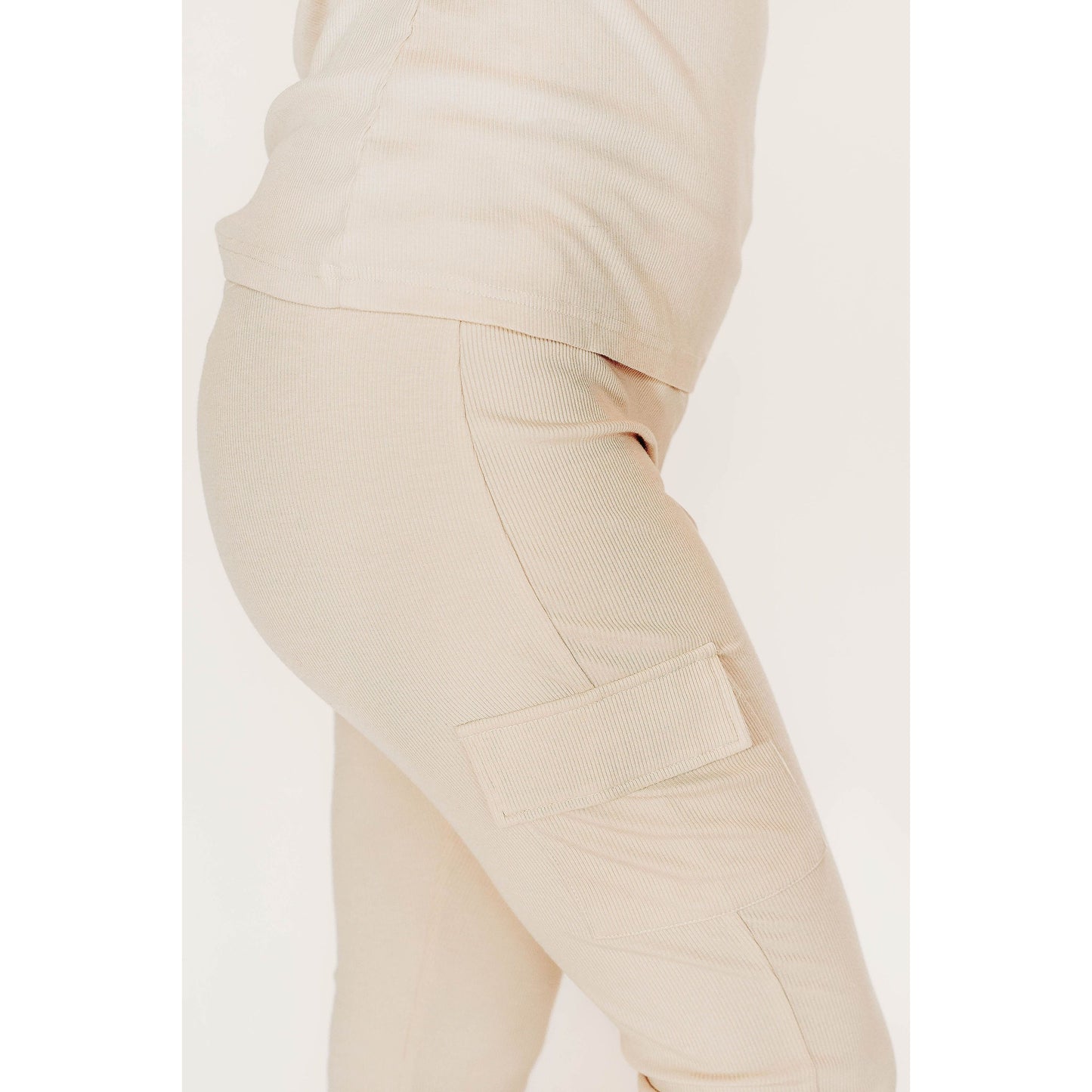 Ribbed Everyday Essential Pants in - Bone ( PRESALE Ships in about 2-3 weeks) - Nighty Nites Co