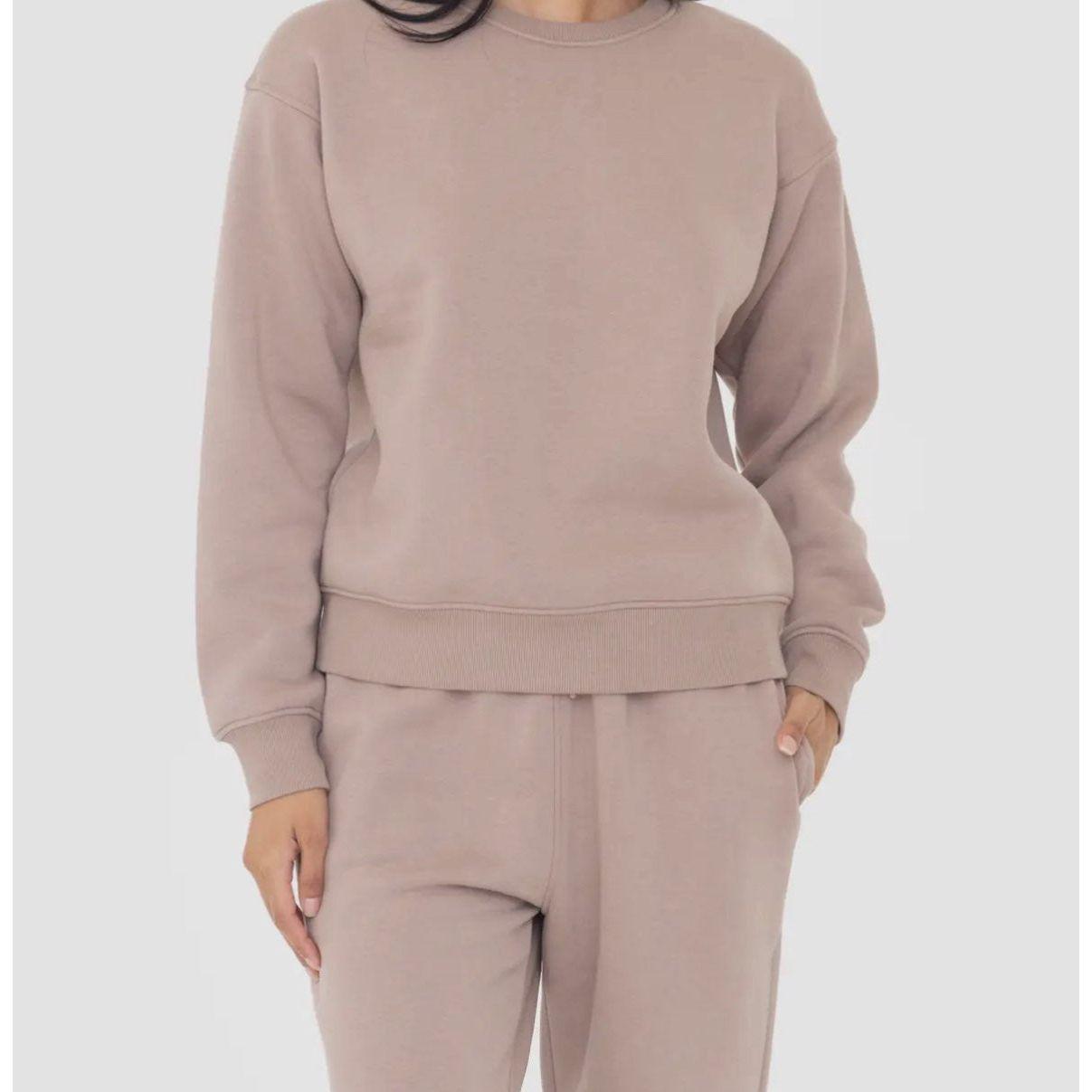 Cozy Retro Fleece-Lined Sweatshirt in Clay