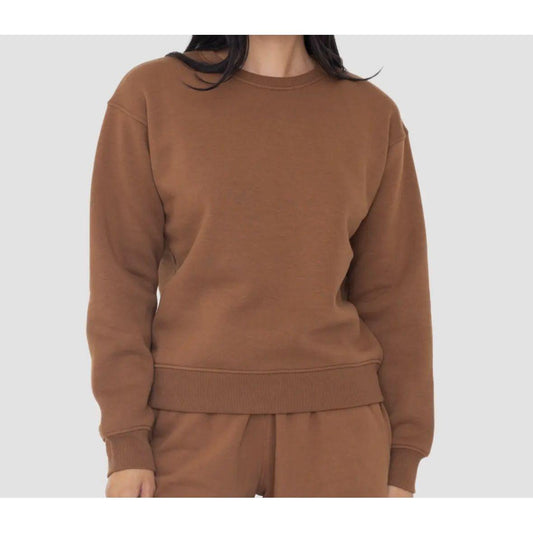Cozy Retro Fleece-Lined Sweatshirt in Cocoa