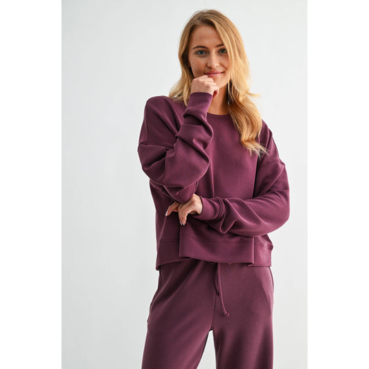 Malibu Dropped Shoulder Sweatshirt- PLUM