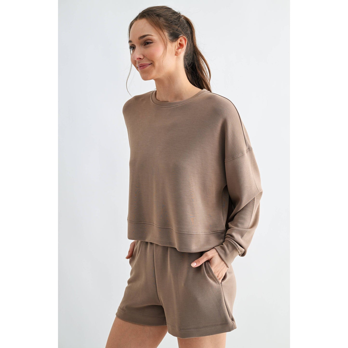 Laguna Dropped Shoulder Sweatshirt: SILKEN TAUPE