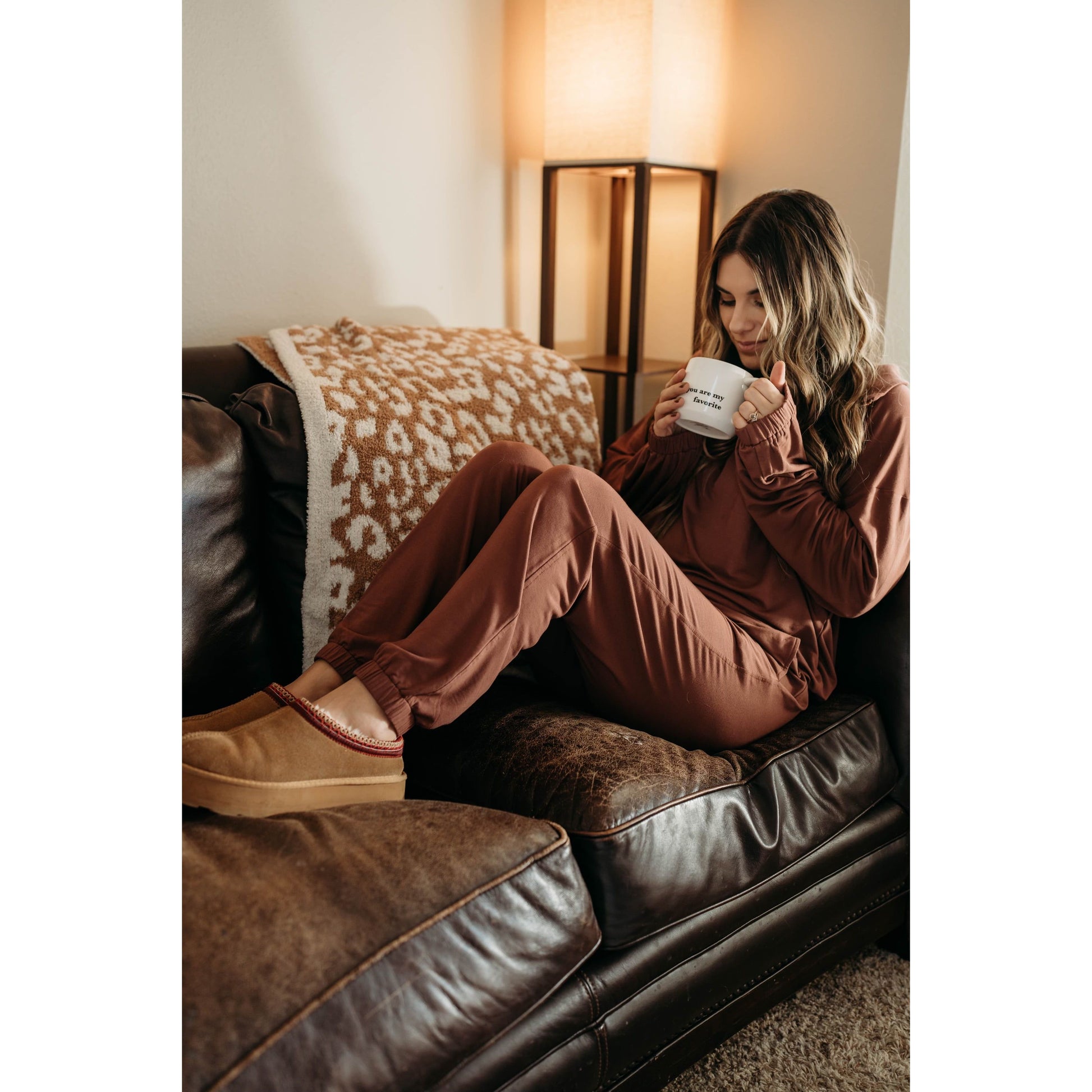 Quarter Zip Everyday Essentials set in Cinnamon - Nighty Nites Co