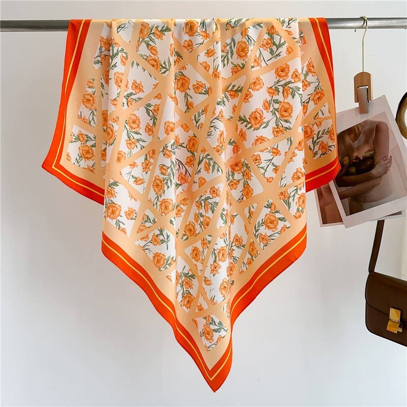 Oversized Scarf : Orange Floral