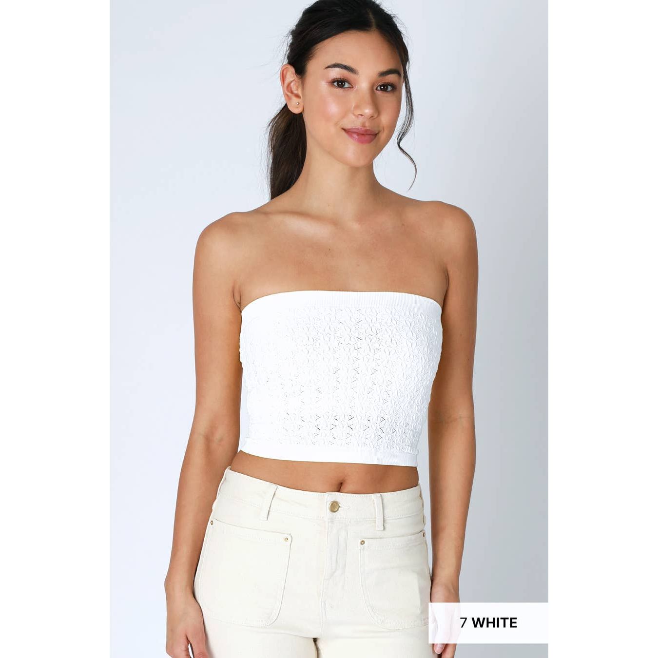 Floral Lace Tube Top: White