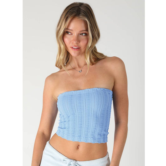 Vertical Textured Tube Top: Serene Blue