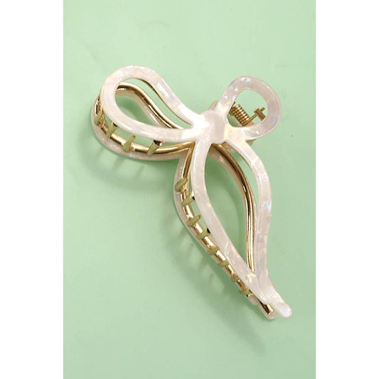 Jumbo Bow Hair Claw Clip: Ivory