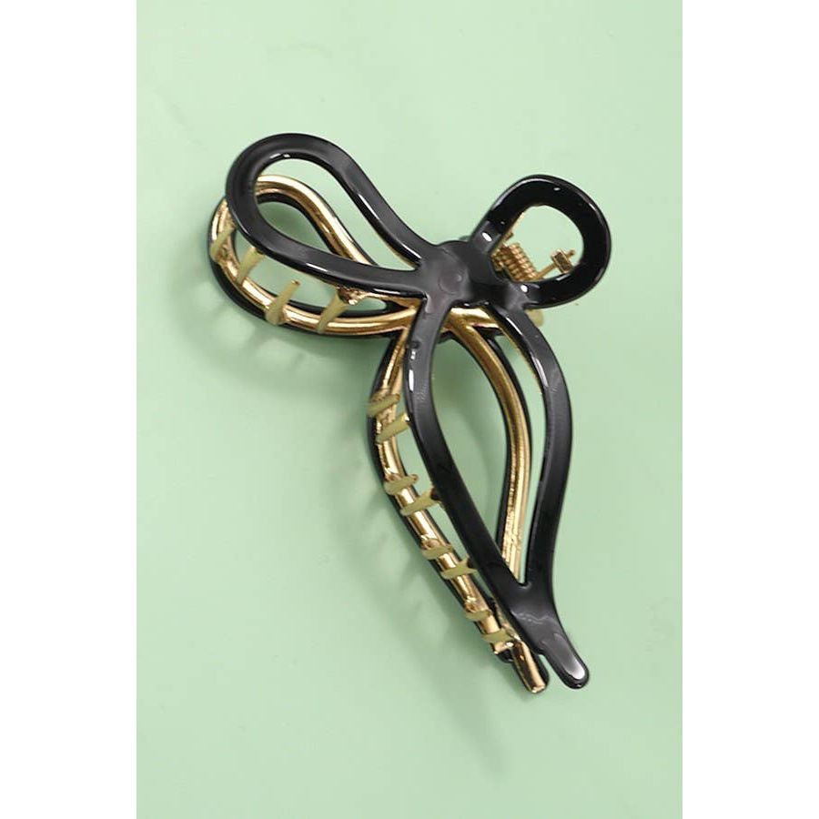 Jumbo Bow Hair Claw Clip: Black