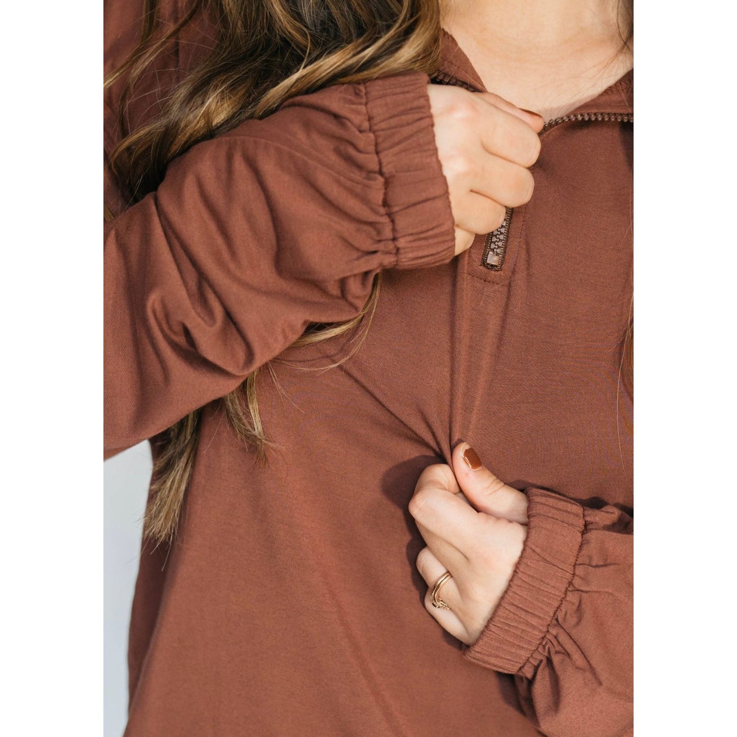 Quarter Zip Everyday Essentials set in Cinnamon - Nighty Nites Co