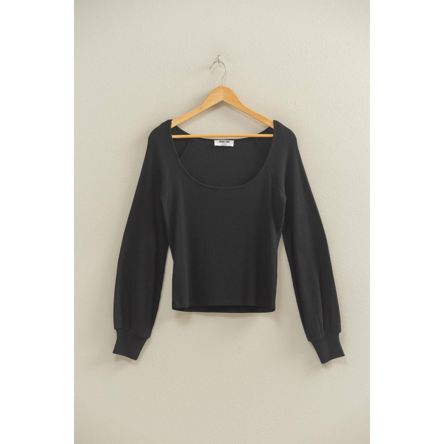 Square Neck Balloon Top - BLACK