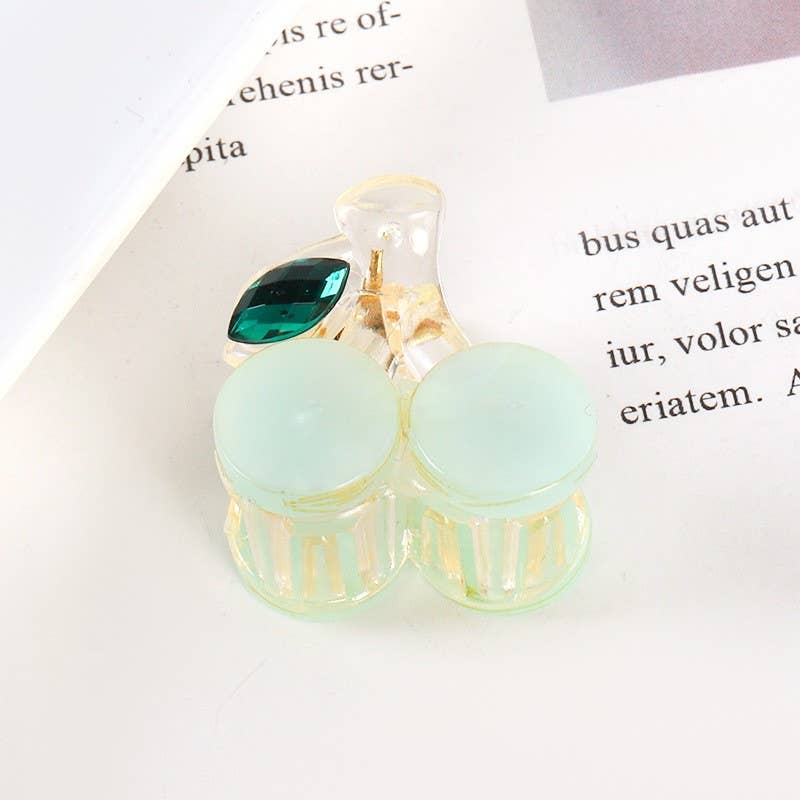 Mini Cherry Hair Claw Clips: Mint