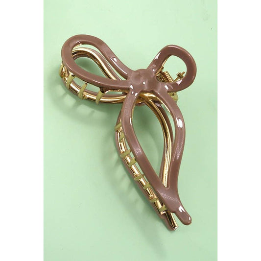 Jumbo Bow Hair Claw Clip: Brown