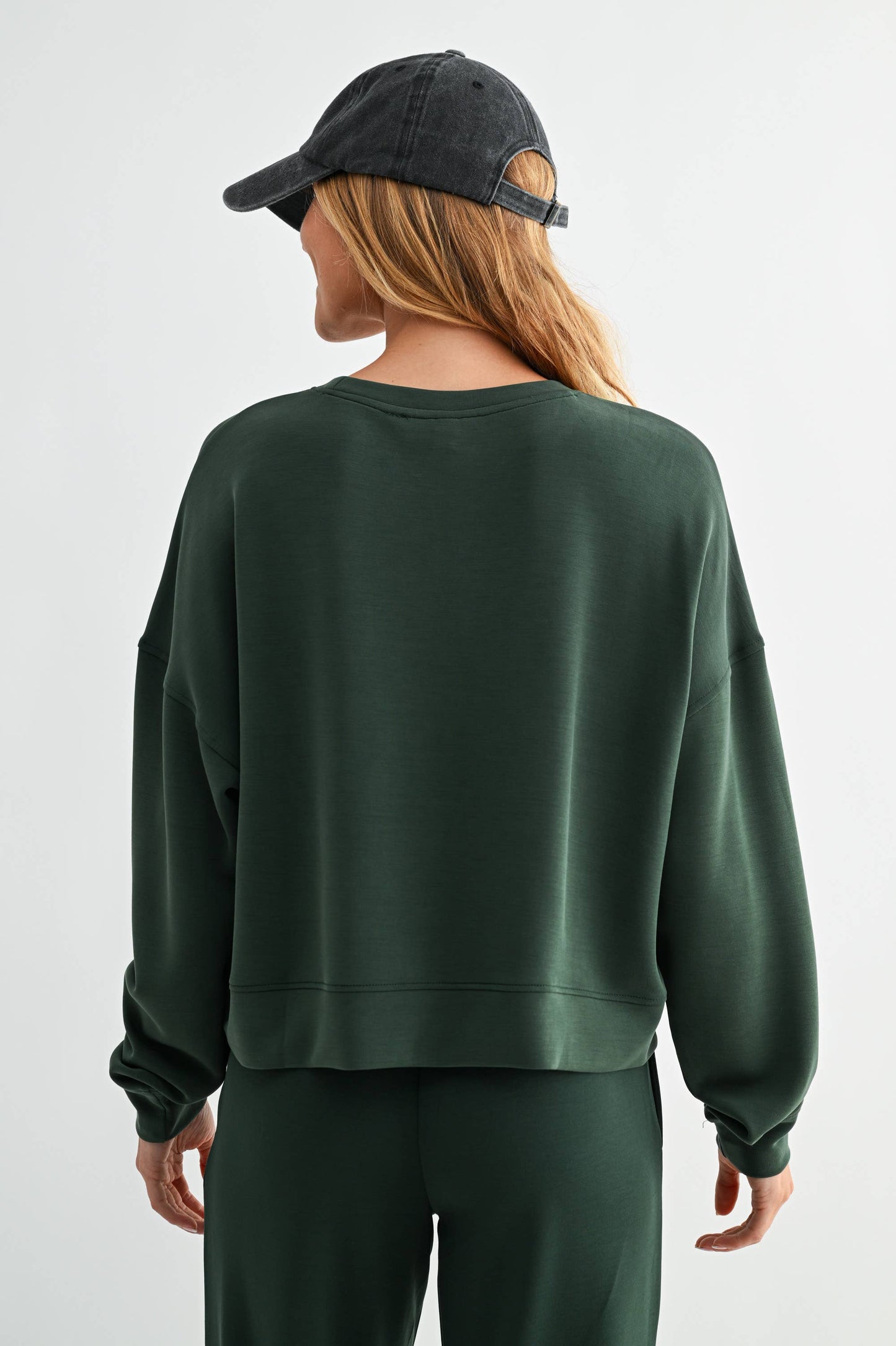Malibu Dropped Shoulder Sweatshirt- FOREST GREEN