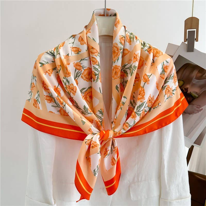 Oversized Scarf : Orange Floral