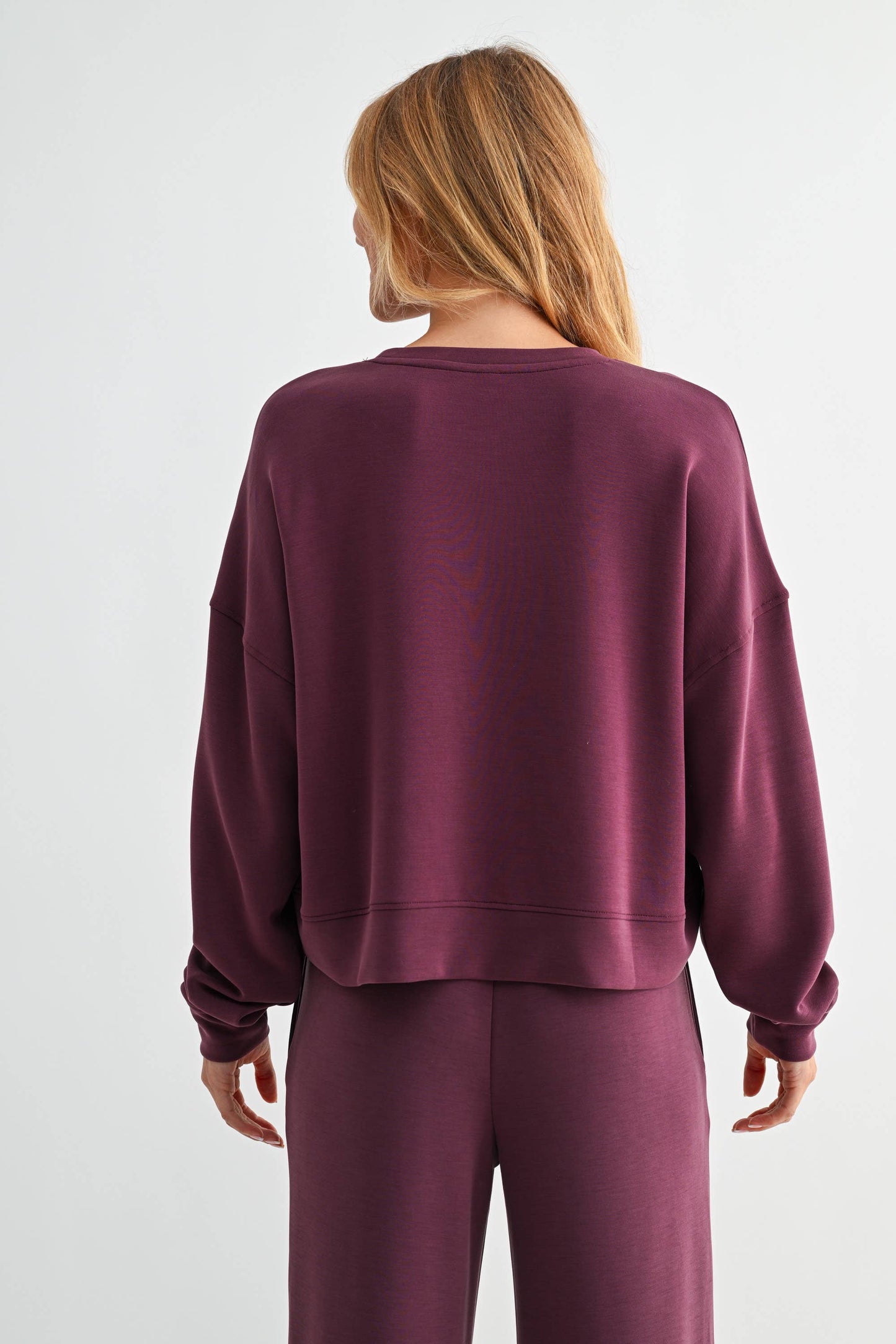 Malibu Dropped Shoulder Sweatshirt- PLUM